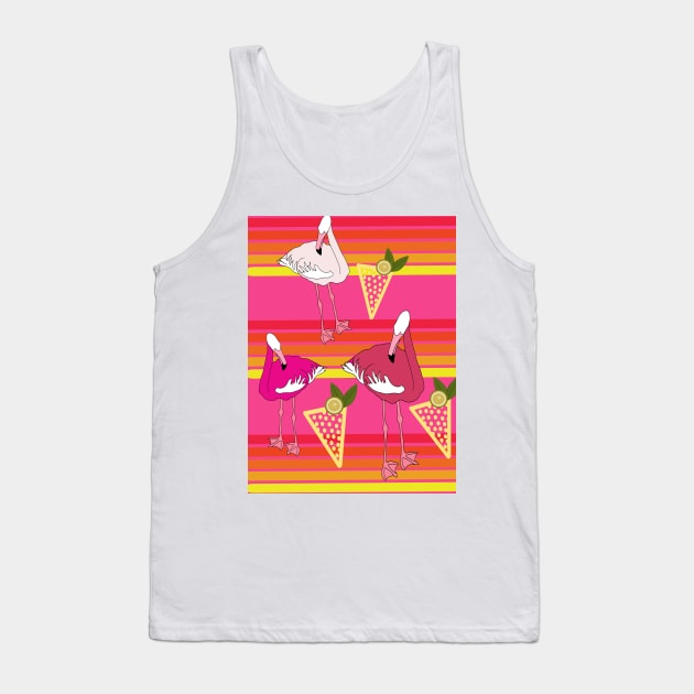 Flamingo Cocktails at Sunset on Pink ' Tank Top by DebutPages 